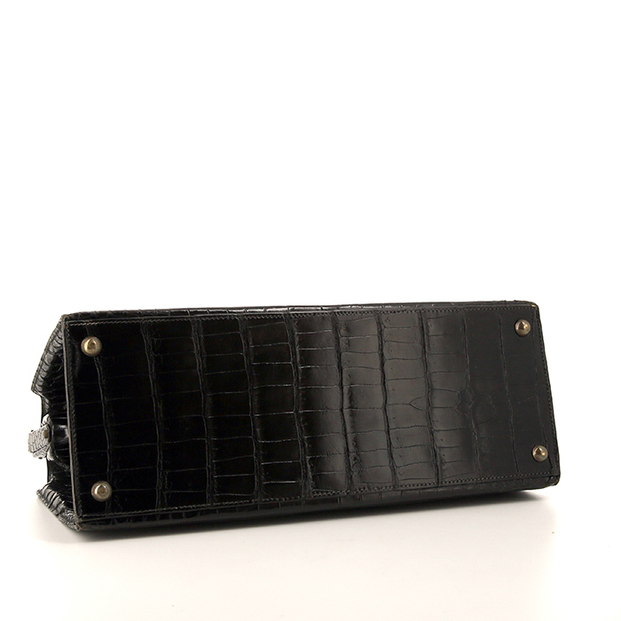 Hermès Hermes 404 handbag in black crocodile - Detail D4