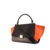 Celine Trapeze handbag in black and grey leather and orange suede - 00pp thumbnail