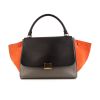 Celine Trapeze handbag in black and grey leather and orange suede - 360 thumbnail