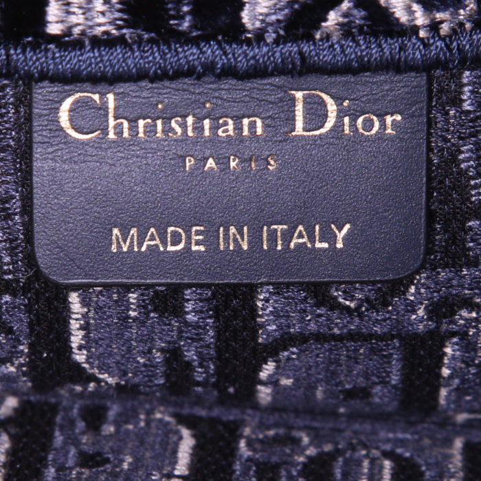 Dior Book Tote small model shopping bag in blue and beige monogram canvas - Detail D3