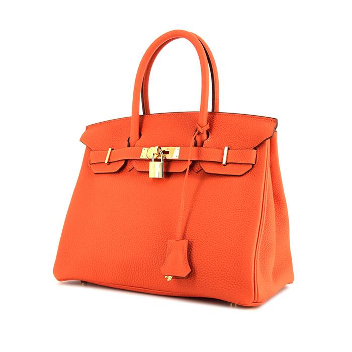 Sac à main Hermes Birkin 30 cm en cuir togo orange