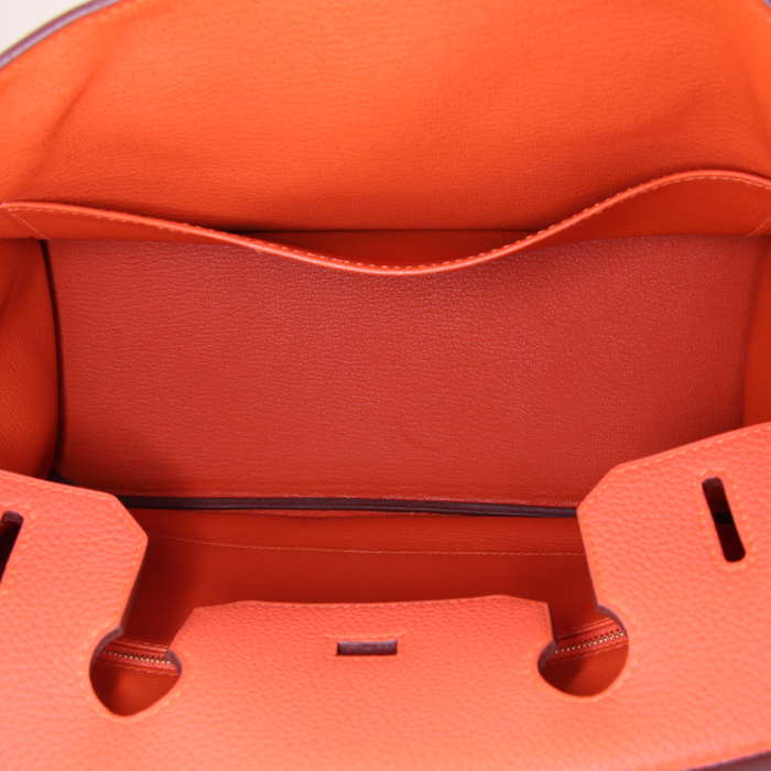Bolso de mano Hermes Birkin 30 cm en cuero togo naranja - Detail D2