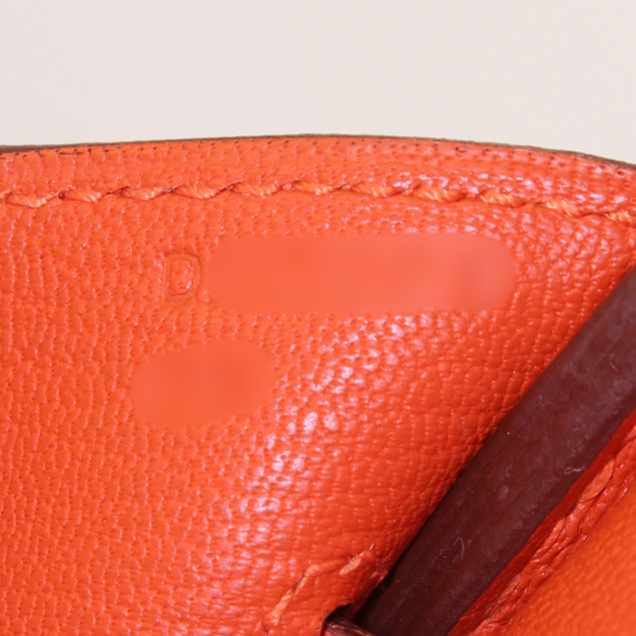 Bolso de mano Hermes Birkin 30 cm en cuero togo naranja - Detail D4