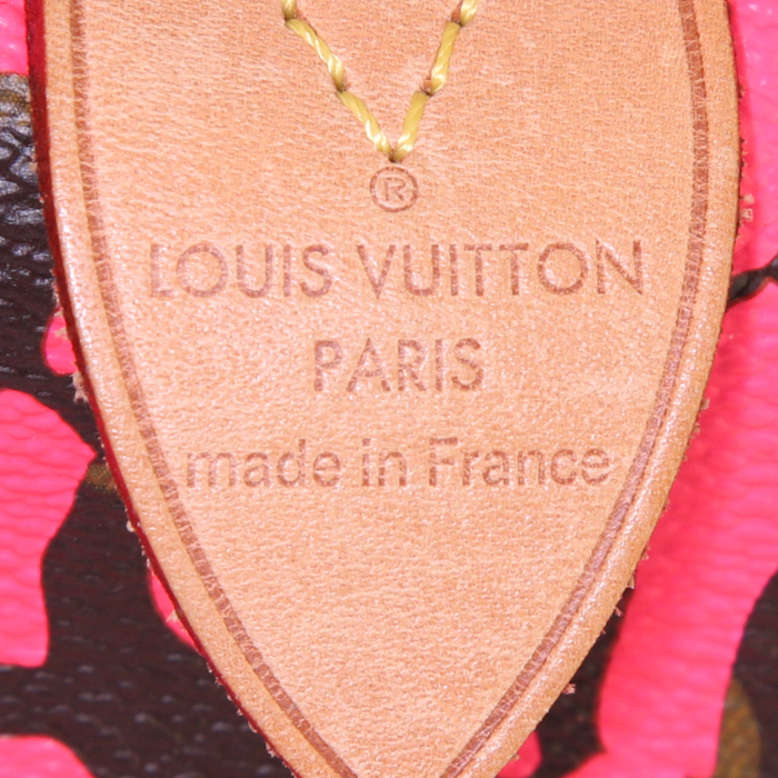 Louis Vuitton Speedy Editions Limitées handbag in brown and pink monogram canvas and natural leather - Detail D3