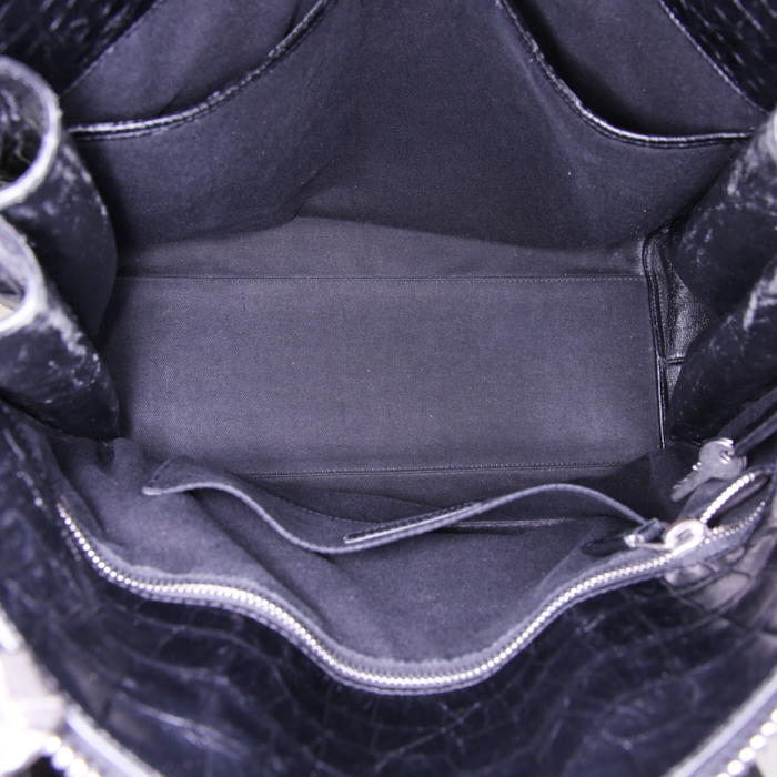Borsa Saint Laurent Sac de jour North/south in pelle nera simil coccodrillo - Detail D3