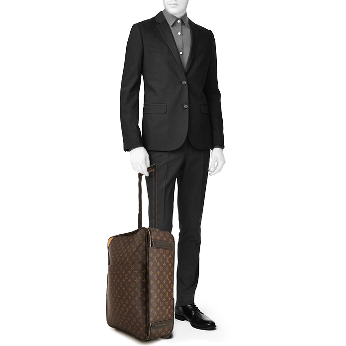 Louis Vuitton Pegase soft suitcase in monogram canvas and natural leather - Detail D1
