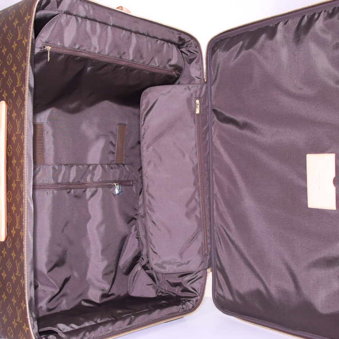 Valigia flessibile Louis Vuitton Pegase in tela monogram e pelle naturale - Detail D2
