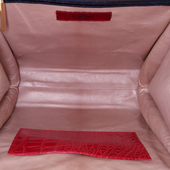 Sac à main Valentino Garavani   en crocodile bleu - Detail D2