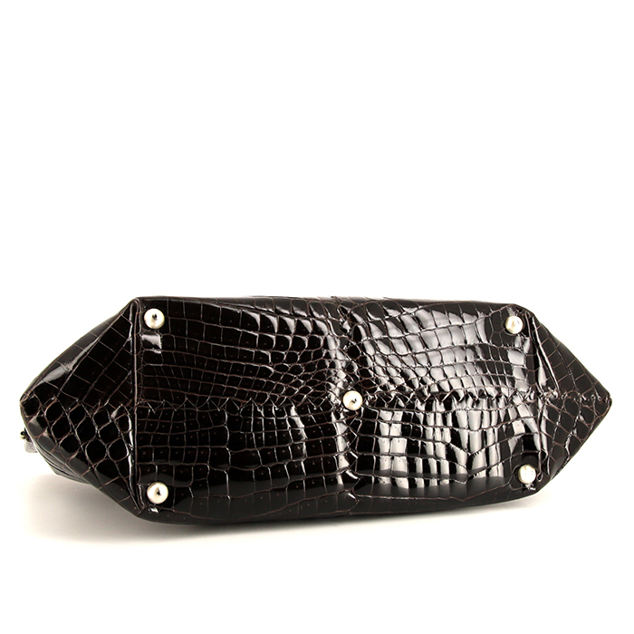 Borsa Bottega Veneta in coccodrillo marrone - Detail D4
