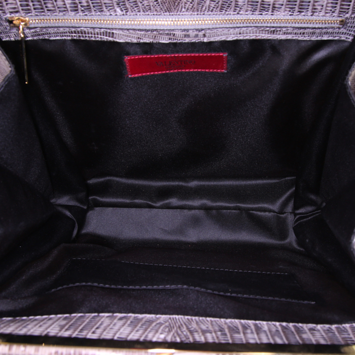 Borsa Valentino Garavani   in lucertola grigia - Detail D2