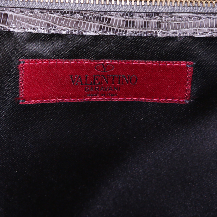Borsa Valentino Garavani   in lucertola grigia - Detail D3