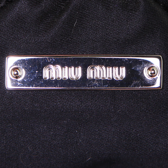 Sac porté épaule ou main Miu Miu Iconic Crystal en cuir matelassé noir - Detail D4