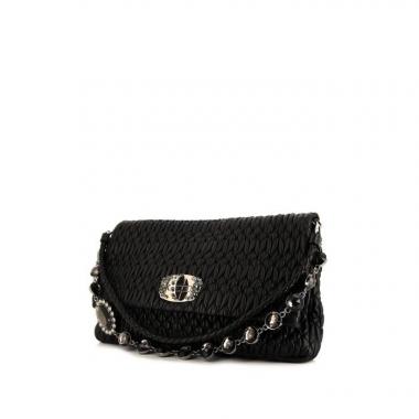 Sac porté épaule ou main Miu Miu Iconic Crystal en cuir matelassé noir