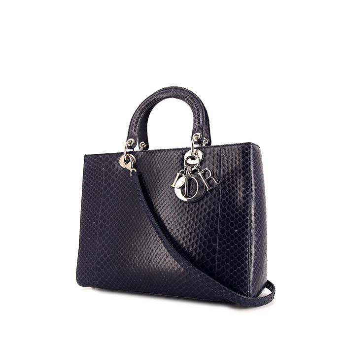 Dior Lady Dior large model handbag in blue python - 00pp