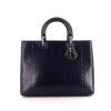 Dior Lady Dior large model handbag in blue python - 360 thumbnail