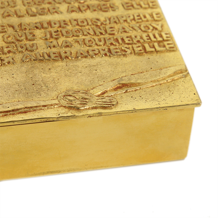 Line Vautrin, "I have lost my turtledove" gilt bronze box, signed, of 1945 - Detail D3