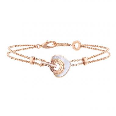 Bracelet souple Bulgari Bulgari Bulgari en or rose,  nacre et diamants