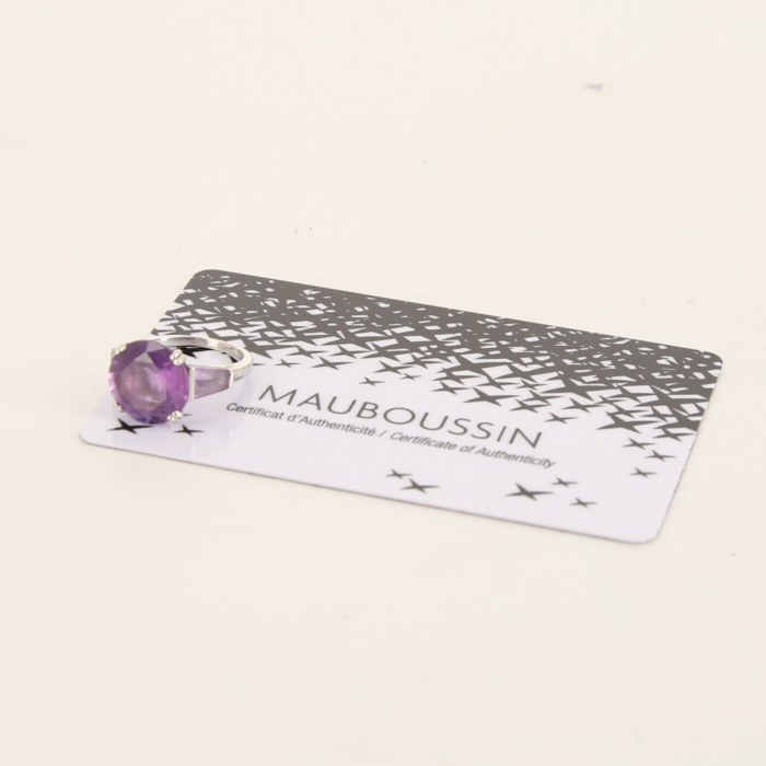 Sortija Mauboussin Etrêmement Libre et Sensuel en oro blanco y en amatista violeta - Detail D2