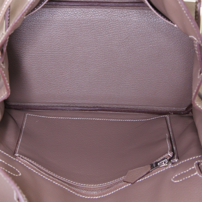 Sac à main Hermes Birkin 25 cm en cuir epsom étoupe - Detail D2
