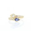 Vintage ring in yellow gold,  diamonds and sapphire - 360 thumbnail