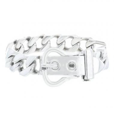 Brazalete articulado Hermès Boucle Sellier modelo mediano en plata