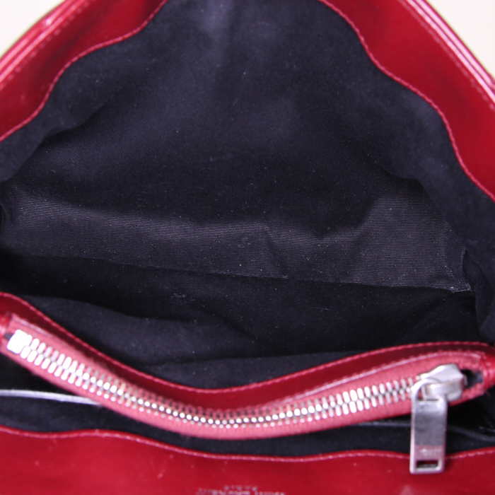 Bolso de mano Saint Laurent Loulou modelo pequeño en cuero acolchado con motivos de espigas color burdeos - Detail D3