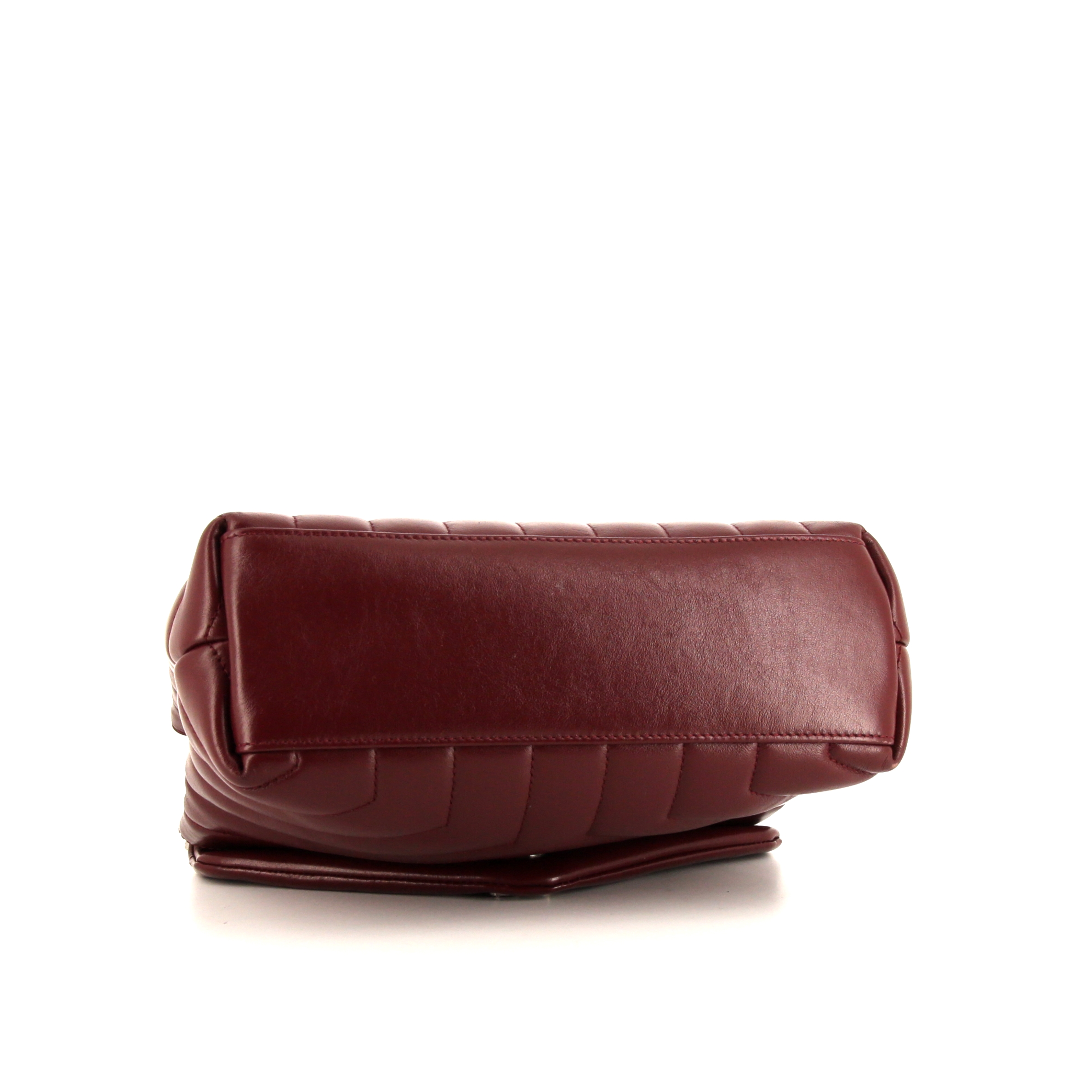 Sac à main Saint Laurent Loulou petit modèle en cuir matelassé chevrons bordeaux - Detail D5