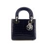 Dior Mini Lady Dior handbag in navy blue crocodile - 360 thumbnail