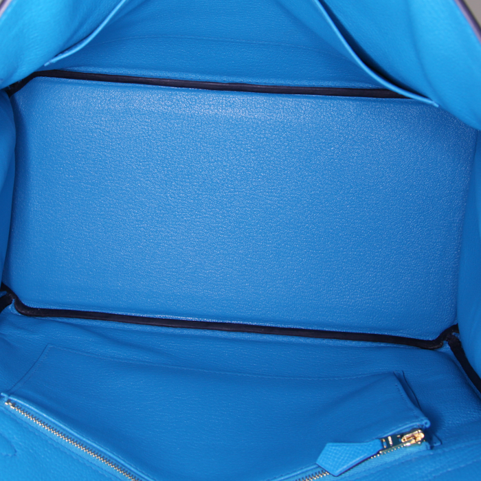 Sac à main Hermes Birkin 30 cm en cuir epsom bleu Frida - Detail D2