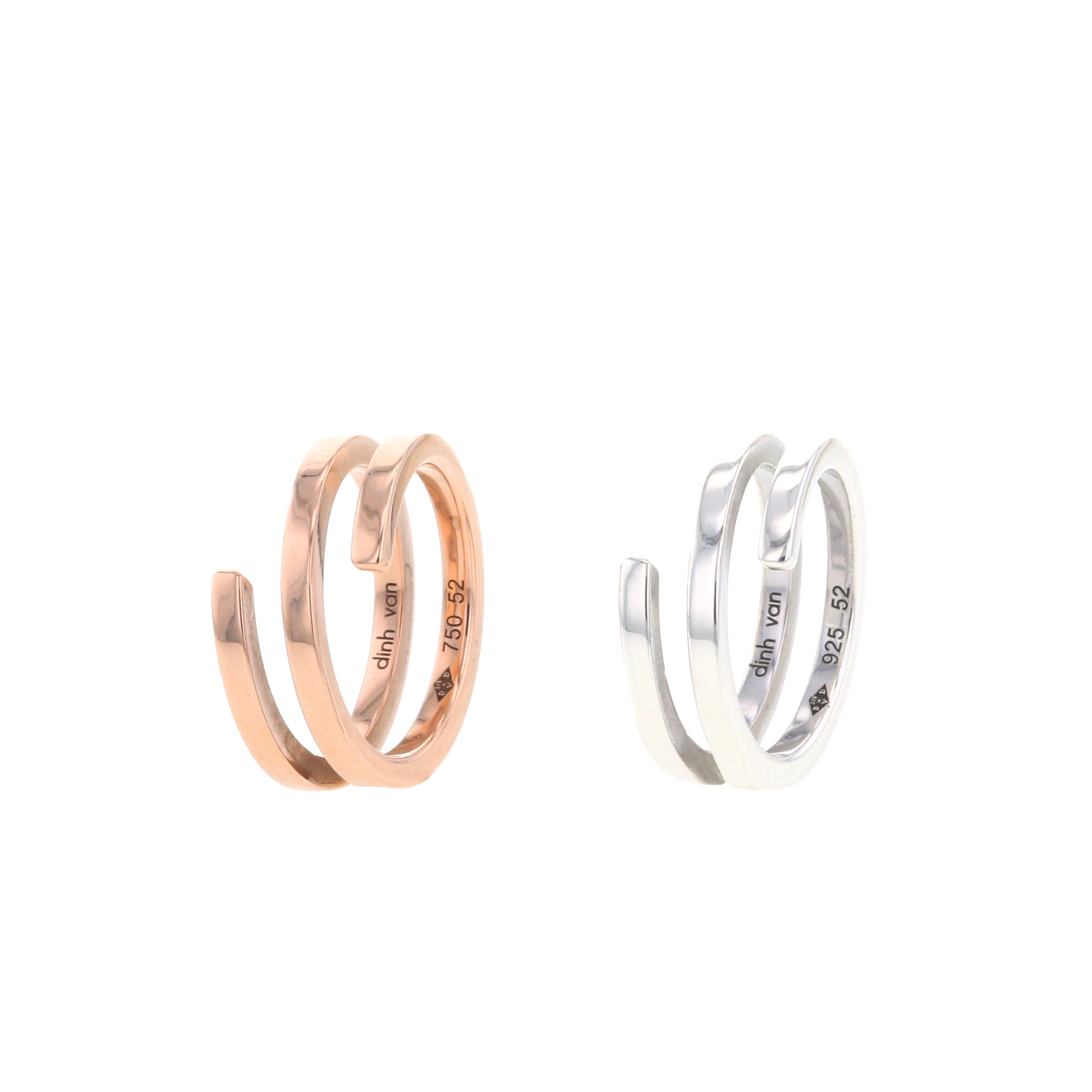 Bague Dinh Van Duo Spirale en or rose et argent - Detail D2