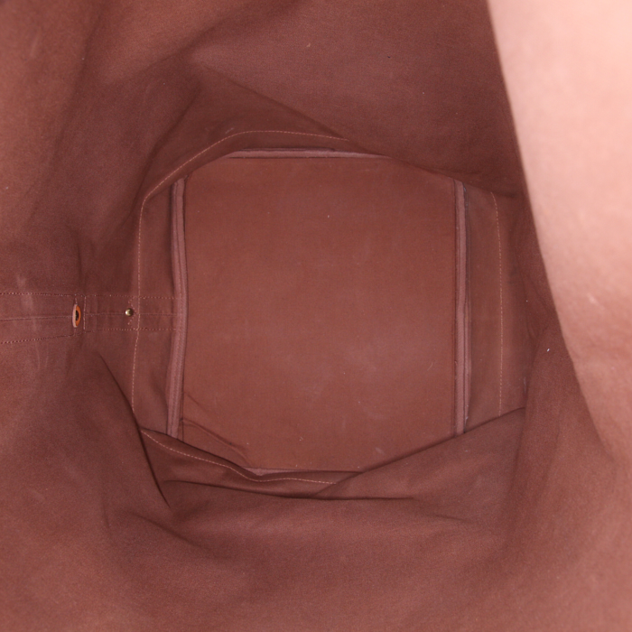 Sac de voyage Louis Vuitton Marin - Travel Bag en toile monogram marron et cuir naturel - Detail D2