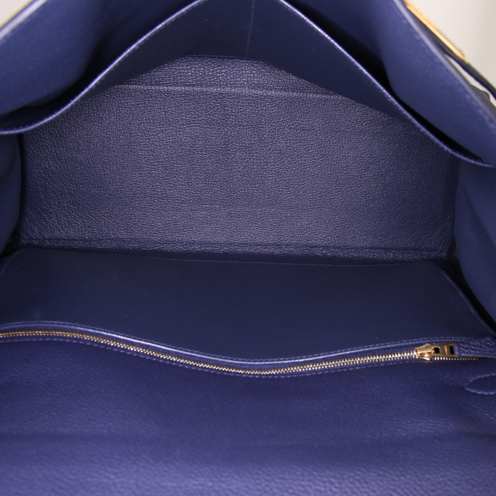 Bolso de mano Hermes Kelly 35 cm en cuero togo azul marino - Detail D3