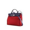 Hermes Herbag handbag in red canvas and blue leather - 00pp thumbnail