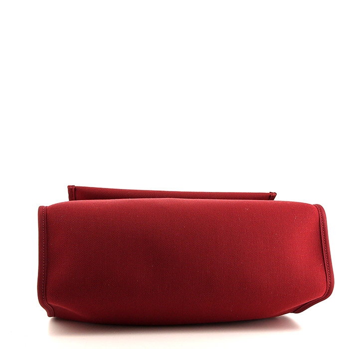 Borsa Hermes Herbag in tela rossa e pelle blu - Detail D5