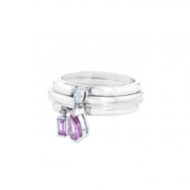 Anello Chaumet Le Grand Frisson in oro bianco,  tormaline rosa e diamanti