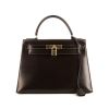 Hermes Kelly 28 cm handbag in brown box leather - 360 thumbnail