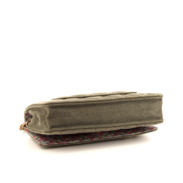 Borsa a tracolla Chanel Wallet on Chain Cuba in tela trapuntata verde kaki - Detail D4