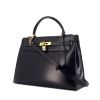 Hermès  Kelly 32 cm handbag  in navy blue box leather - 00pp thumbnail