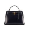 Hermès  Kelly 32 cm handbag  in navy blue box leather - 360 thumbnail