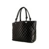 Chanel Cambon shopping bag in black quilted leather and black patent leather - 00pp thumbnail
