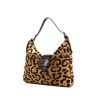 Bolso de mano Fendi Baguette modelo mediano en piel de potro leoparda y cuero negro - 00pp thumbnail