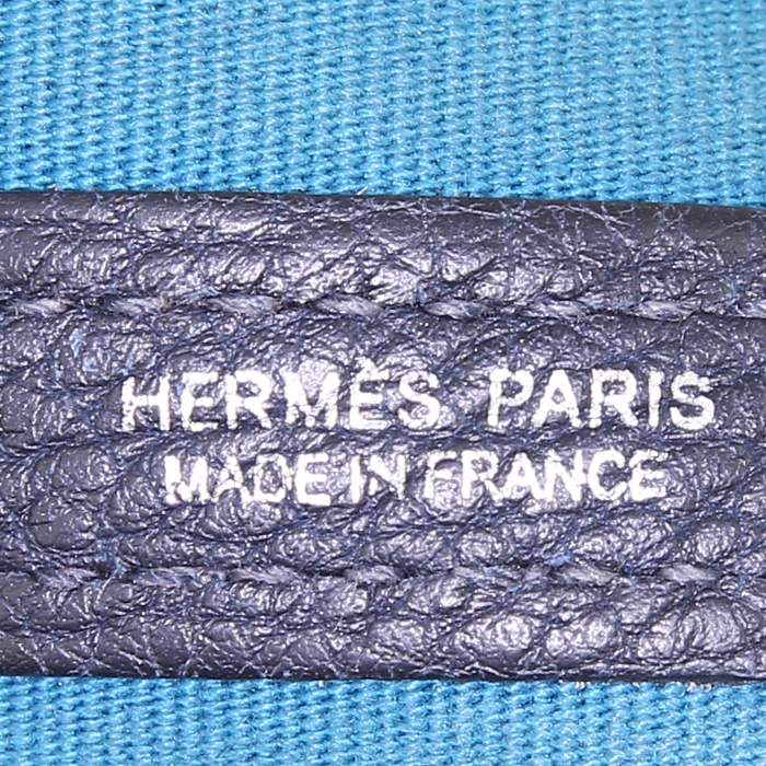 Bolso Cabás Hermes Garden en lona Bleu Izmir y cuero togo azul marino - Detail D3
