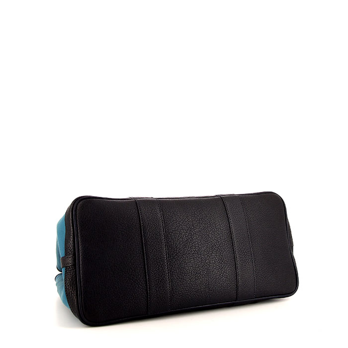 Bolso Cabás Hermes Garden en lona Bleu Izmir y cuero togo azul marino - Detail D4