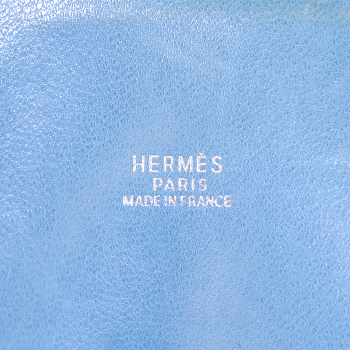 Bolso de mano Hermès Bolide 35 cm en cuero taurillon clémence azul - Detail D4