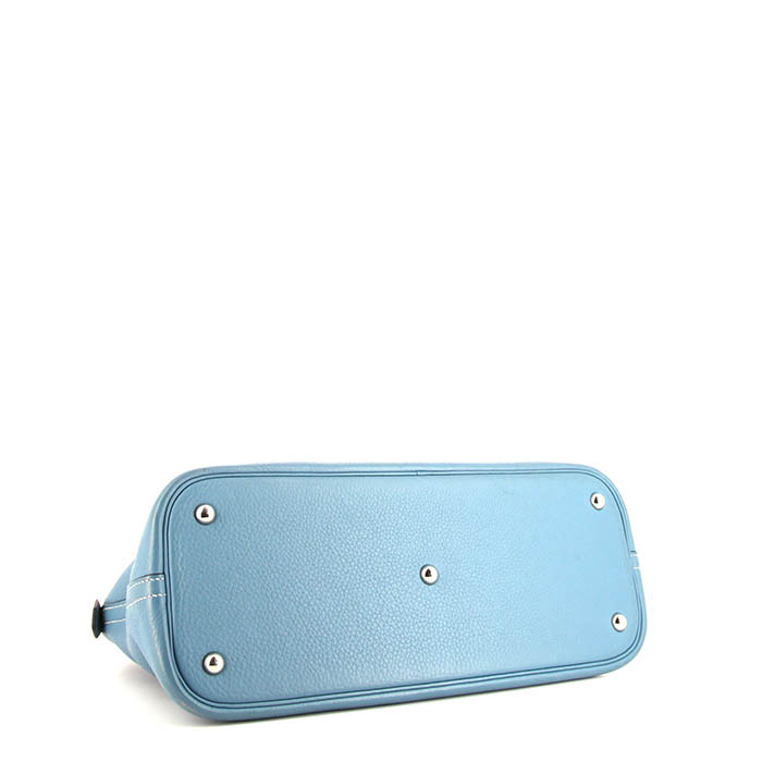 Bolso de mano Hermès Bolide 35 cm en cuero taurillon clémence azul - Detail D5