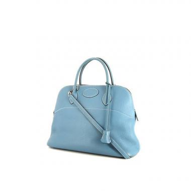 Borsa Hermès Bolide 35 cm in pelle taurillon clemence blu