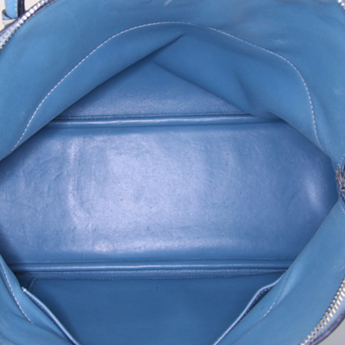 Sac à main Hermès Bolide 31 cm en cuir togo bleu-jean - Detail D3