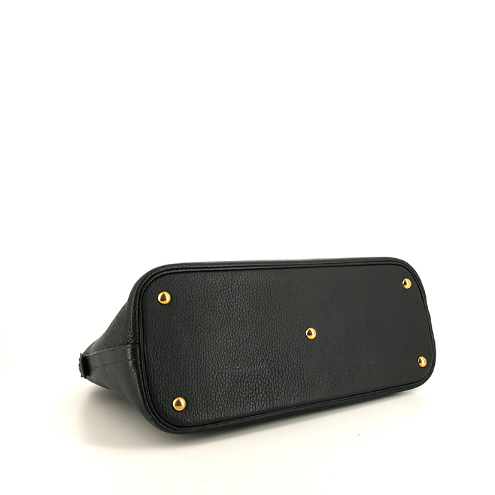 Hermès Bolide 37 cm handbag in indigo blue Fjord leather - Detail D5