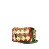 Sac bandoulière Gucci GG Marmont en raffia beige vert et rouge et cuir vert - 00pp thumbnail
