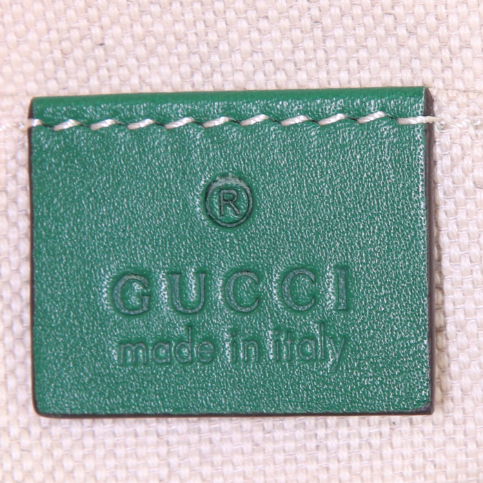 Gucci GG Marmont shoulder bag in beige, green and red raphia and green leather - Detail D3
